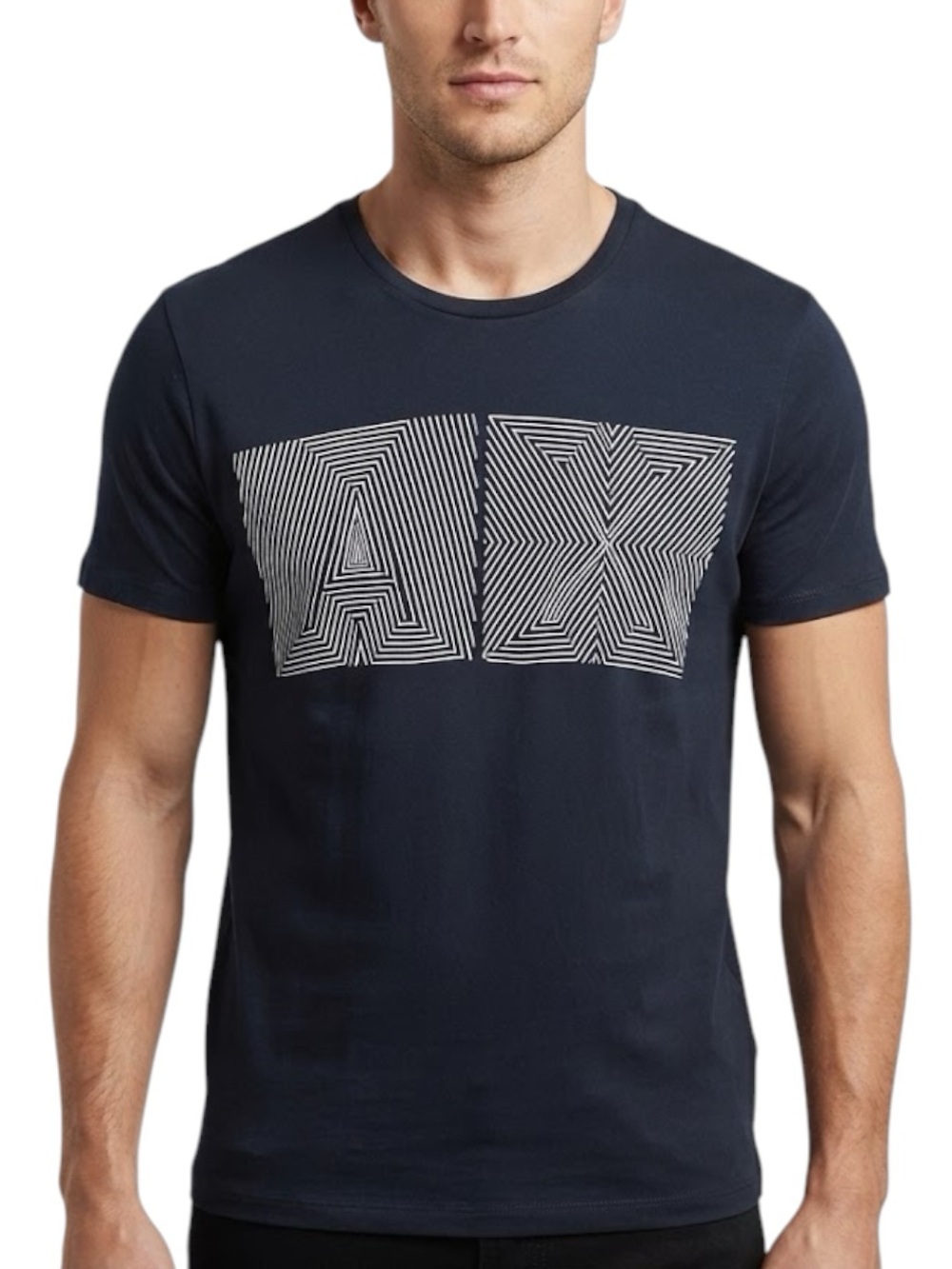 ARMANI EXCHANGE Black Pixel AX Logo Graphic Tee Cyberpunk Y2K L